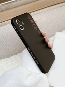 Etui na telefon z grafiką listową - Czarne - Zobacz 1