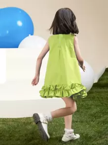 Vestido de tirantes sin mangas para niña, vestido de tanque sencillo y lindo de volantes, fresco y simple para el verano