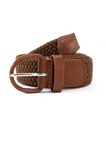 波西米亚风单件女士针脚细节扣编织腰带夏季、秋季、万圣节 - 棕色 - 查看 2