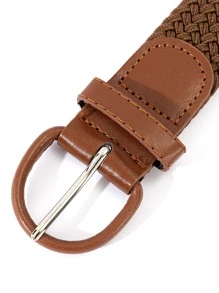 波西米亚风单件女士针脚细节扣编织腰带夏季、秋季、万圣节 - 棕色 - 查看 5