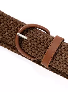 波西米亚风单件女士针脚细节扣编织腰带夏季、秋季、万圣节 - 棕色 - 查看 7