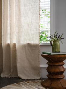 Bubaba 1 件亚麻遮光窗帘，波西米亚风农舍风格，带流苏饰边，适用于家庭、派对、客厅、餐厅、卧室、健身房、咖啡厅、露台，四季皆宜 - 米色 - 查看 10