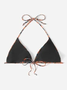 SHEIN Swim Curve Top bikini triángulo con estampado de paisley halter