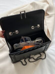 Waterproof,Lightweight,Business Casual Quilted Flap Chain Square Bag For Teen Girls Women College Students,Rookies & White-collar Workers Perfect for Office,College,Work ,Business,Commute - Black - View 3