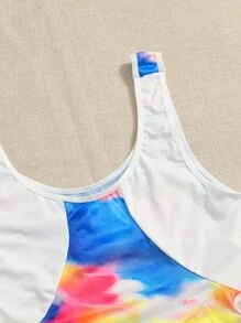 Plus Tie Dye Cut Out Teddy Bodysuit - Multicolor - View 4