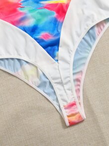 Plus Tie Dye Cut Out Teddy Bodysuit - Multicolor - View 5