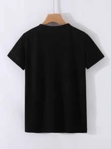 SHEIN LUNE Camiseta con estampado de letra - Negro - Ver 2