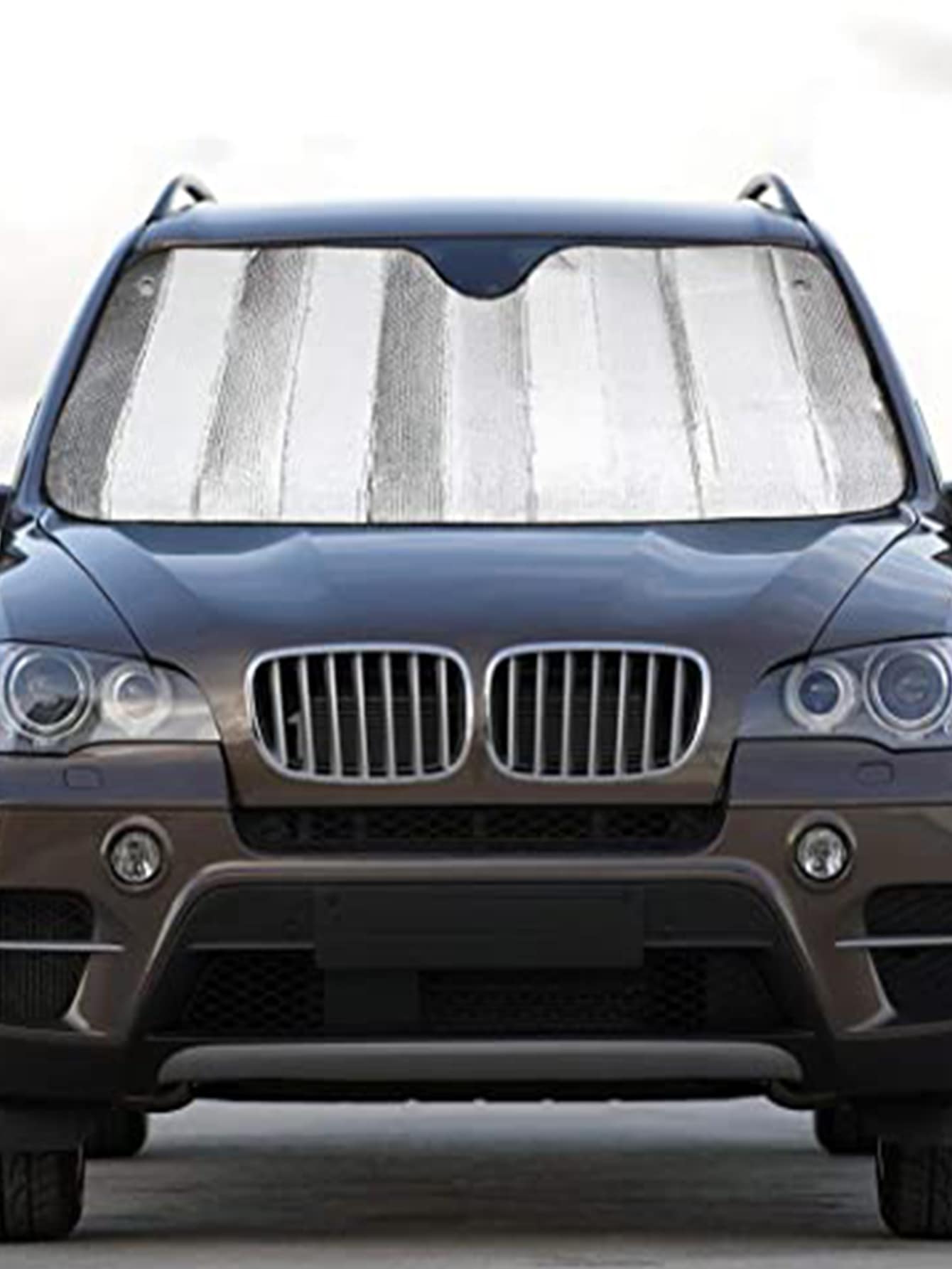 Car Front Window Sunshade - Silver - View 1