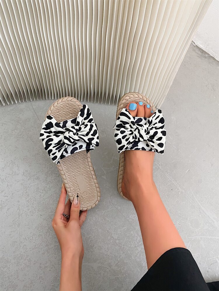 cow print bow sandals