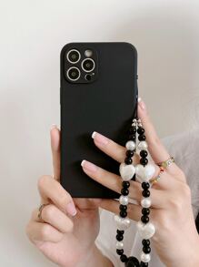 Lanyard Charm Solid Phone Case - Black - View 1