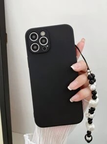 Lanyard Charm Solid Phone Case - Black - View 2