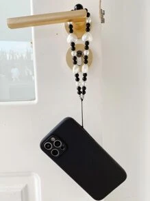 Lanyard Charm Solid Phone Case - Black - View 3
