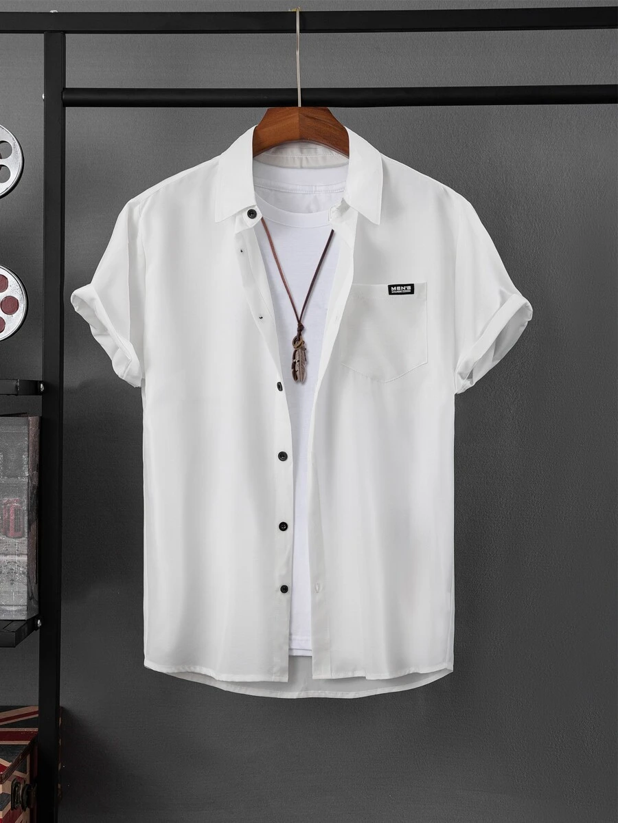Manfinity EZcore Men Patch Detail Shirt Without Tee - White - View 1
