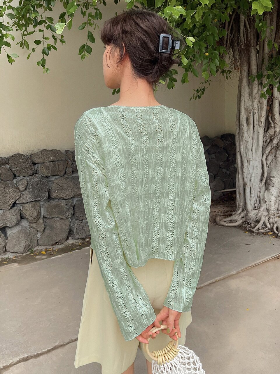 Knot Front Lace Blouse Without Tank Top