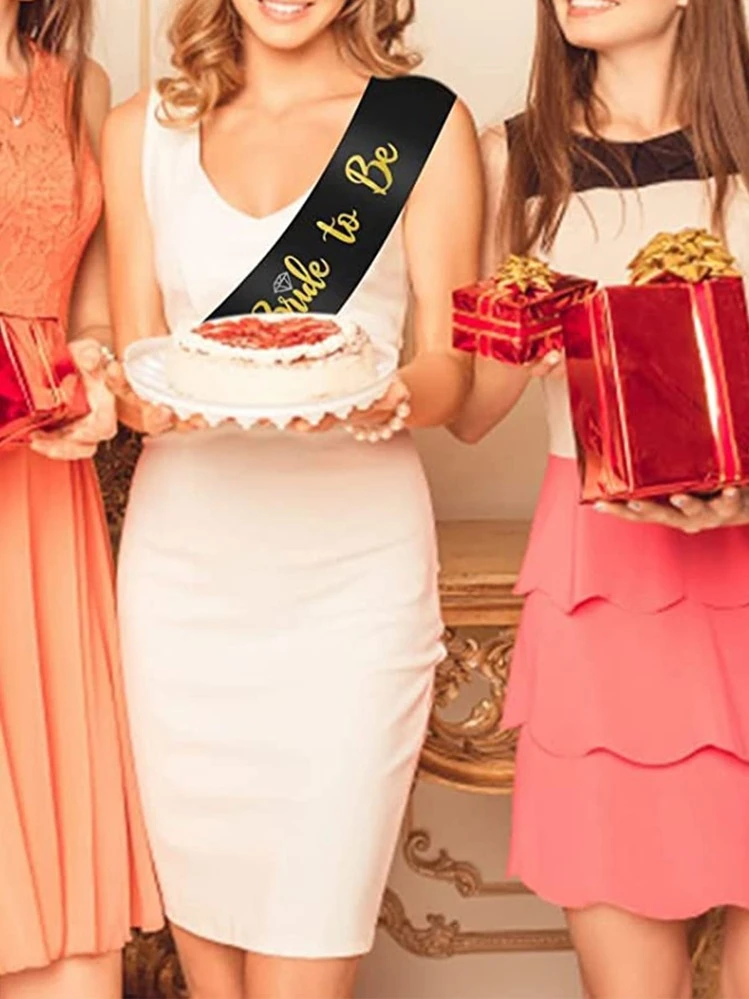 Juego de 3 piezas de accesorios para solteros de boda, cinturón y diadema para la novia, corona de cabeza y velo largo para el hombro, suministros para fiestas de solteros, regalo nupcial, accesorios de decoración de fiesta - Multicolor - Ver 4