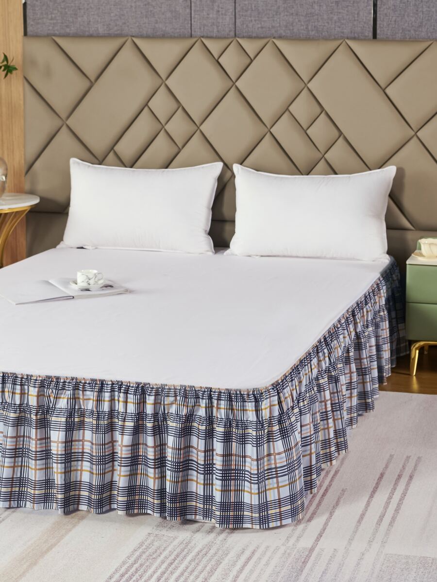 Plaid Pattern Bed Skirt - Multicolor - View 1
