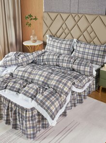 Plaid Pattern Bed Skirt - Multicolor - View 5