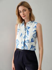 MOTF PREMIUM 100% LINEN TULIP SHIRT - Blue and White - View 8