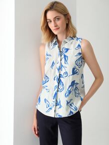 MOTF PREMIUM 100% LINEN TULIP SHIRT - Blue and White - View 5
