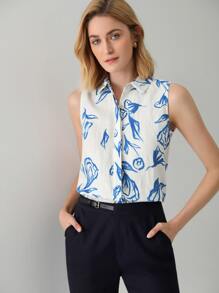 MOTF PREMIUM 100% LINEN TULIP SHIRT - Blue and White - View 11