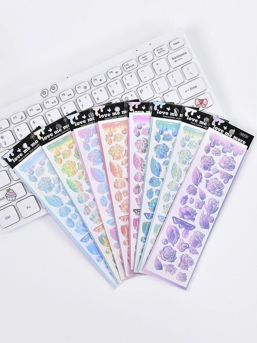 Hình dán hoa kim loại ngẫu nhiên 1pc - Nhiều màu - Xem 1