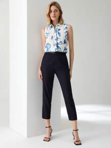 MOTF PREMIUM 100% LINEN TULIP SHIRT - Blue and White - View 9