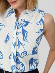 MOTF PREMIUM 100% LINEN TULIP SHIRT - Blue and White - View 4