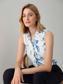 MOTF PREMIUM 100% LINEN TULIP SHIRT - Blue and White - View 12