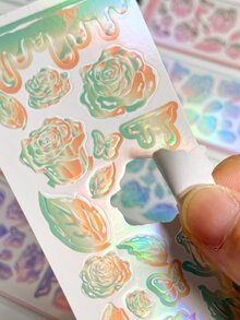 Hình dán hoa kim loại ngẫu nhiên 1pc - Nhiều màu - Xem 2