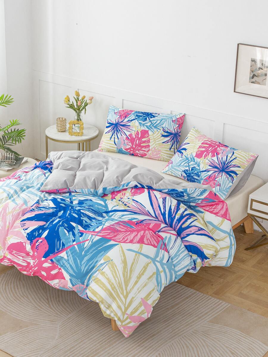 Tropical Print Duvet Cover Set Without Filler SHEIN USA
