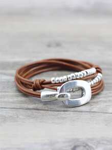 幾何和珠子裝飾細繩手鏈 - 彩色 - 查看 2