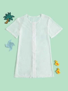 Niñas 1 pieza Kimono de hombros caídos - Blanco - Ver 1