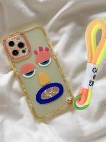 Funny Cartoon Graphic Phone Case With Lanyard - Multicolor - View 3
