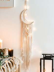 Set de 2 atrapasueños tejidos a mano con estrellas y luna, decoración de pared bohemia, arte de pared, decoración colgante adecuada para el hogar, la boda, la sala de estar, el dormitorio y regalos festivos (sin luz), decoración del hogar, decoración de la habitación, decoración de pared