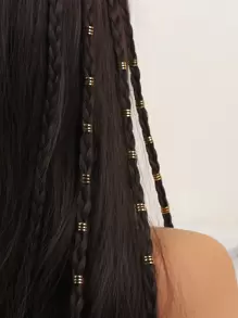 40pcs Gold Tone Three-Strand Braided Hair Rings, Charm Hair Beads, Personalized Hair Accessories With Opening Hair Clips, School Stuff - Gold - View 5