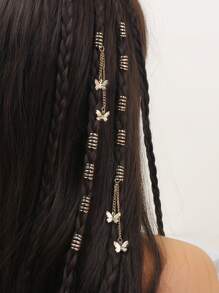 10pcs Butterfly Charm Hair Ring - Gold - View 1