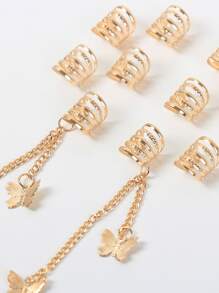 10pcs Butterfly Charm Hair Ring - Gold - View 3