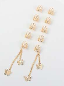 10pcs Butterfly Charm Hair Ring - Gold - View 4