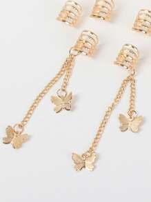 10pcs Butterfly Charm Hair Ring - Gold - View 5