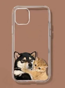 Cat & Dog Clear Phone Case - Multicolor - View 1