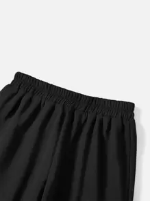 SHEIN EZwear Spring Black Y2k Solid Elastic Waist Sweatpants Graduation,Back To School Outfits,Graduation,Teacher Outfits For Women,Back To School - Black - View 4