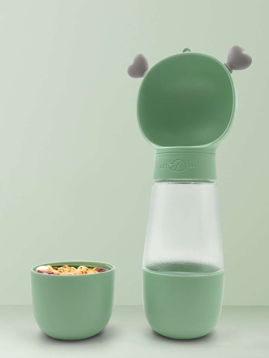 1pc 2 in 1 Multifunctional Pet Travel Water Bottle - Green - View 1