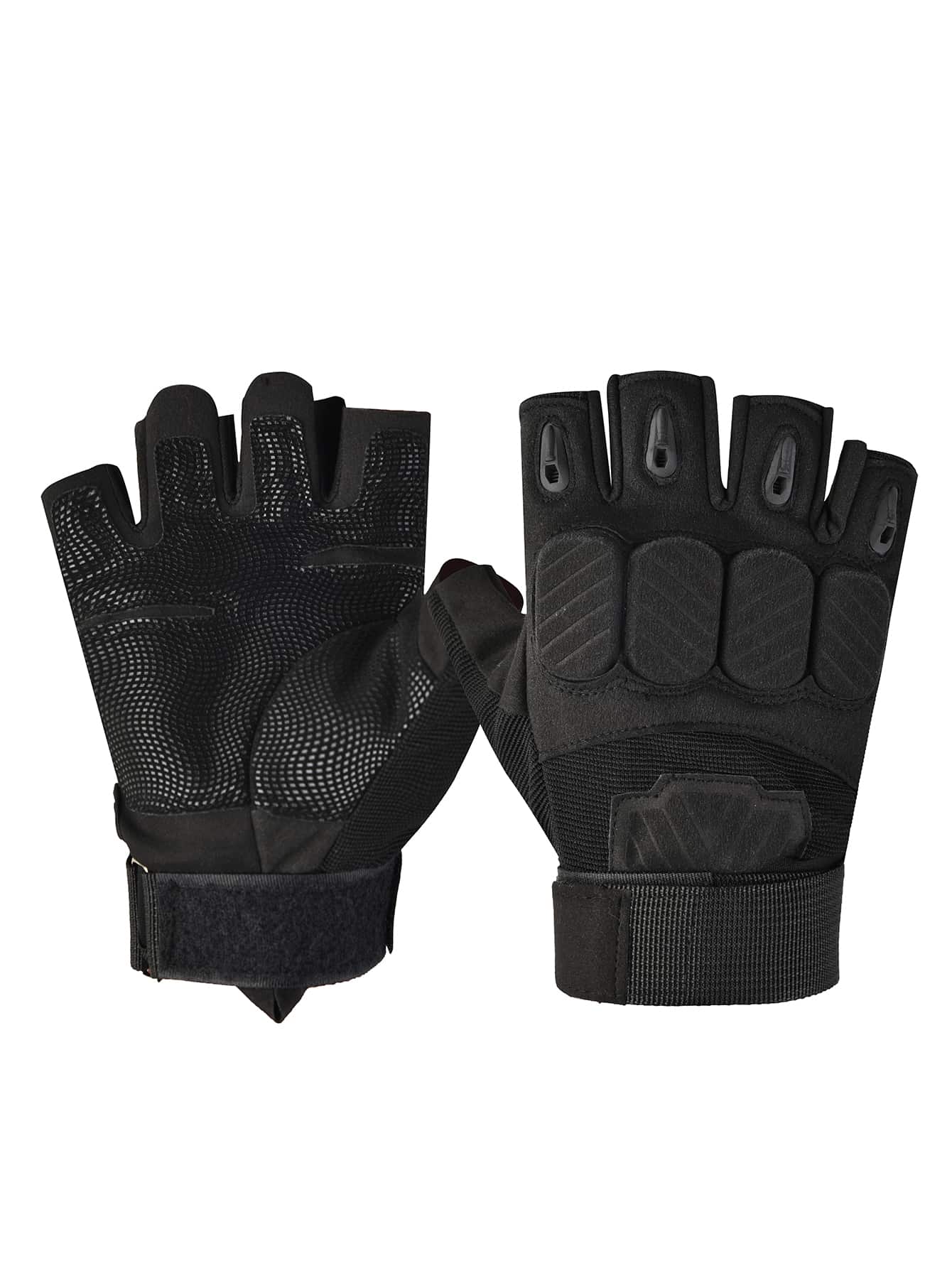 1pair Half-finger Cycling Gloves - Black - View 1