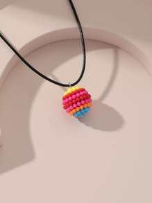 Beaded Ball Charm Necklace - Multicolor - View 1