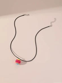 Beaded Ball Charm Necklace - Multicolor - View 2