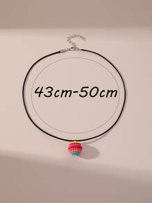 Beaded Ball Charm Necklace - Multicolor - View 3