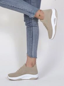 極簡風格前綁帶跑步鞋 - 駝色 - 查看 2