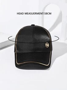 1件女士銅條緞面休閒百搭棒球帽 - 黑色 - 查看 3