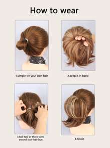 Tóc đuôi ngựa xoăn ngắn, tóc giả trang trí giản dị và tối giản - Xám - Xem 6