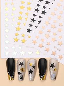 FULL BEAUTY 4 ark stjärnmönster Nail Art Sticker - Multifärgad - Visa 4